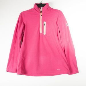 Women's comfy Eddie Bauer Pink Fleece Zip-up sweater with pocket size L
